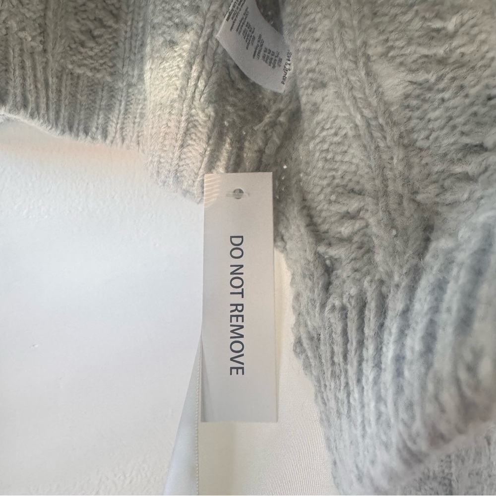 For Love and Lemons | BNWT Grey Lise Chunky Cropped Sweater w/ Ribbon Size Large - Picture 8 of 11